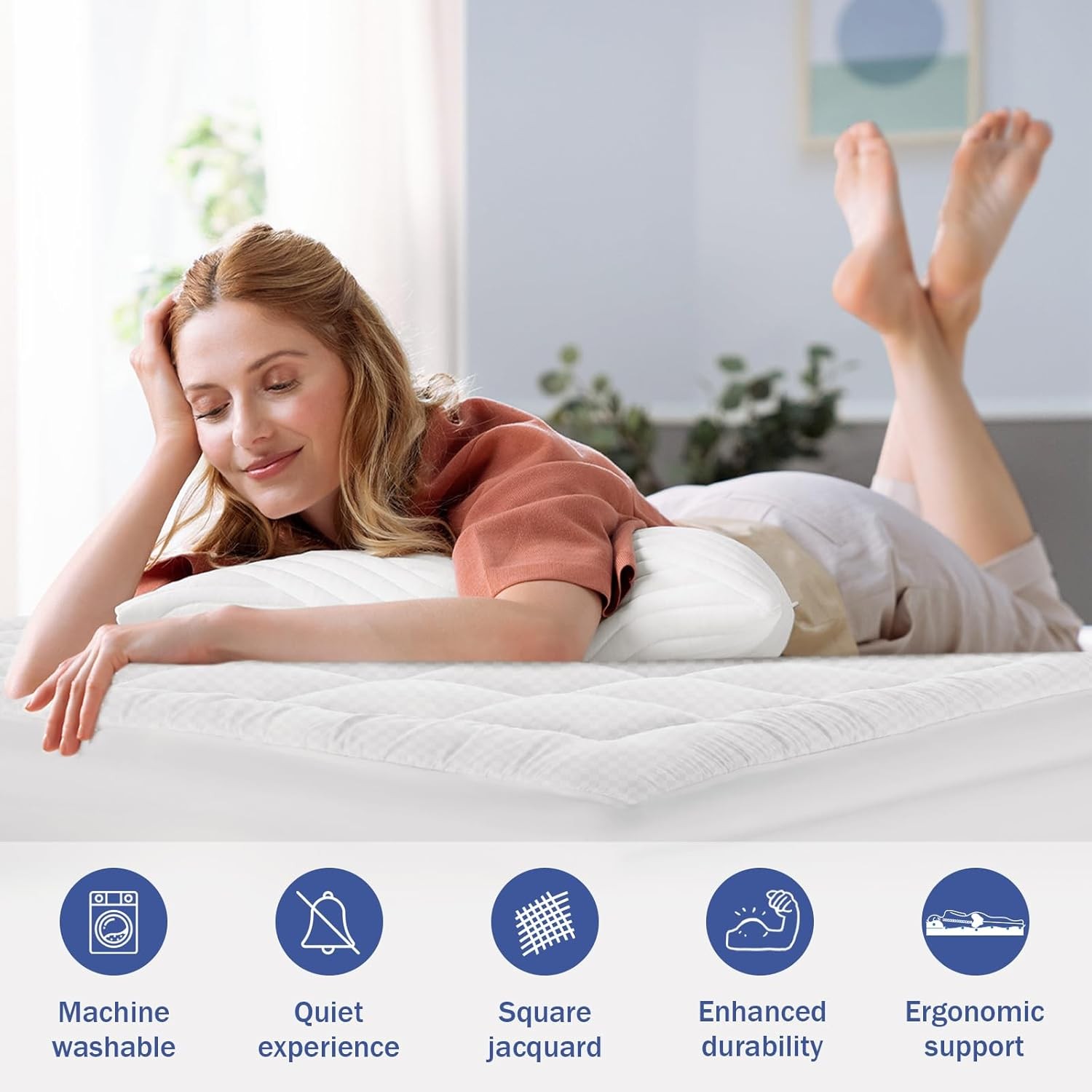 OLANLY Queen Quilted Fitted Mattress Pad, Cooling Soft Queen, Light Grey