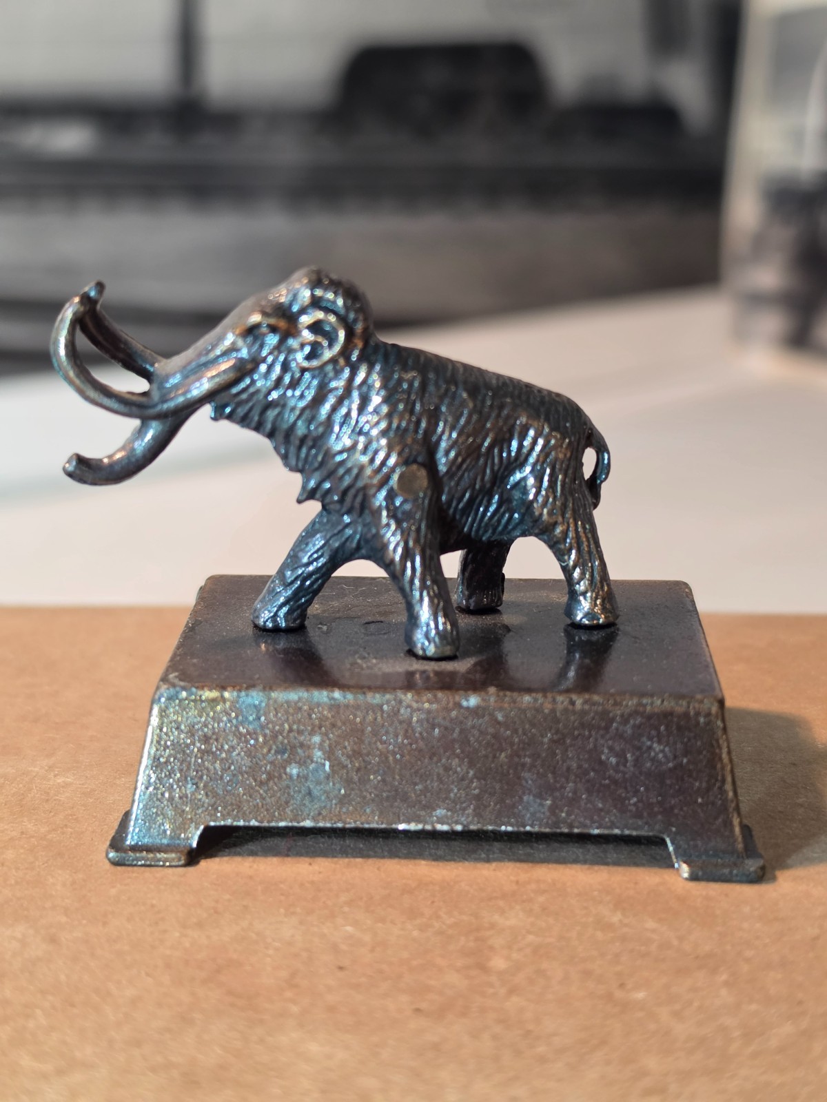 Vintage Miniature Woolly Mammoth Die Cast Metal Pencil Sharpener Dollhouse