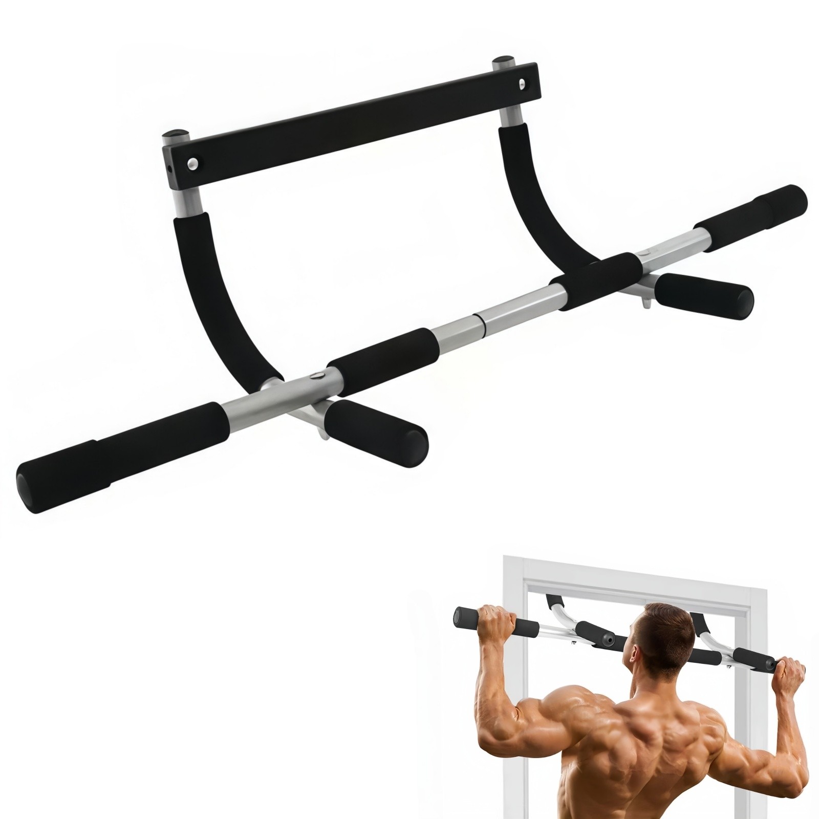 Portable Doorway Pull Up Bar Heavy Duty Multi-Grip Chin Up Bar Home Gym Fitness