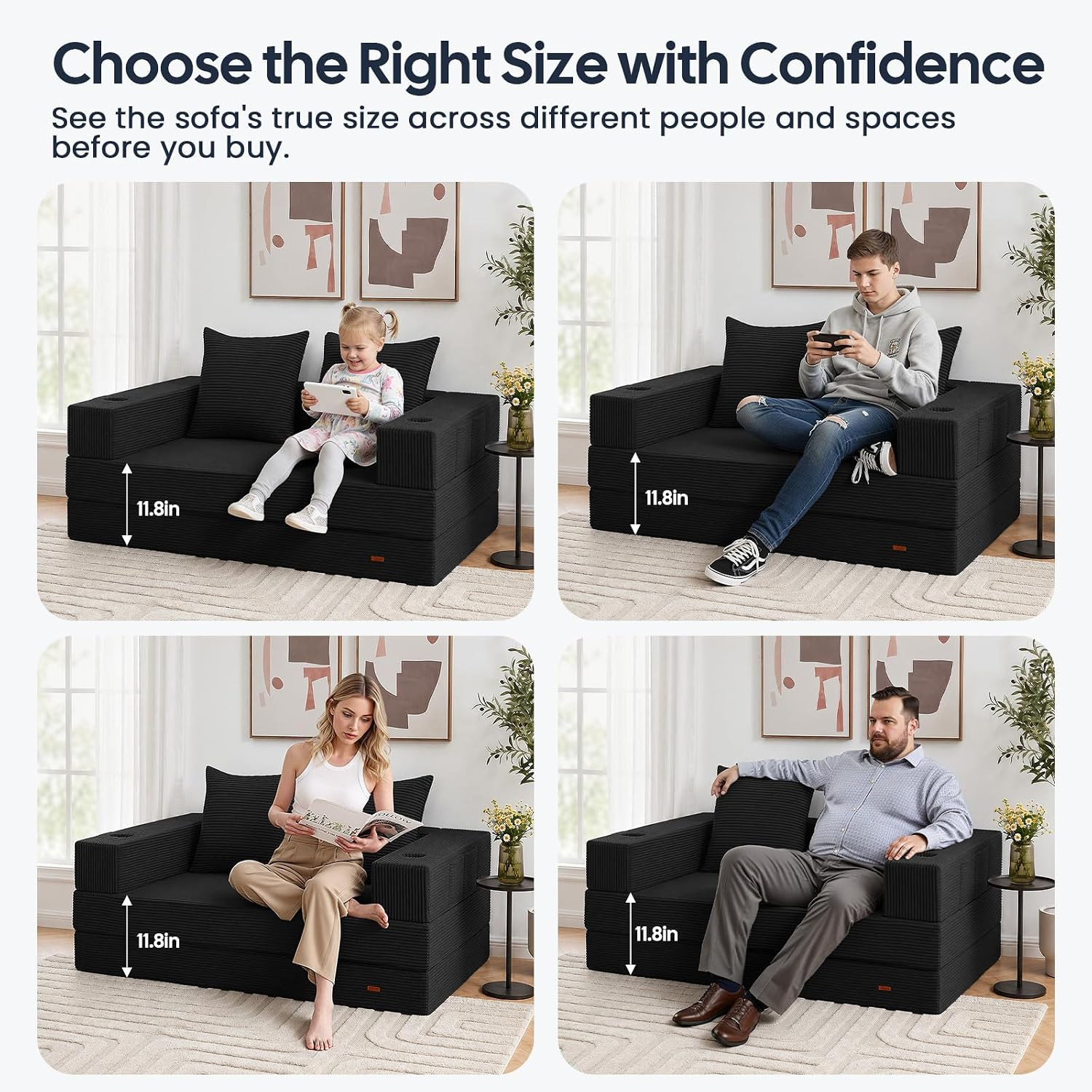 Futon Sofa Bed Convertible Couch Folding Floor Sleeper Mattress Low Profile