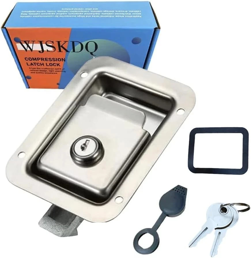 WJSKDQ Trailer Paddle Door Latch Handle Rv Truck Tool Box Lock Steel Silver