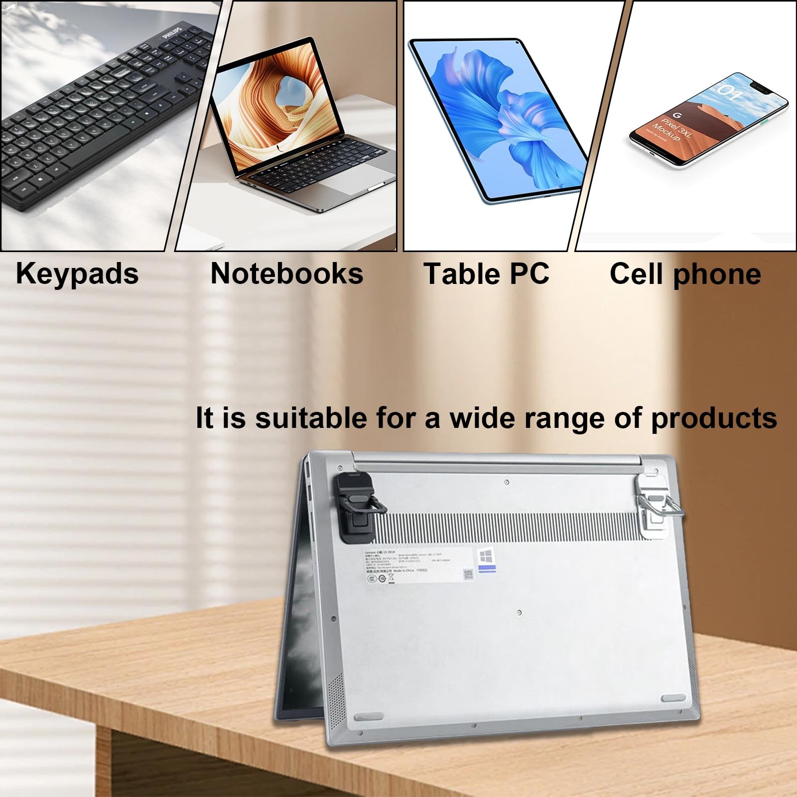 2 PCS Alloy Foldable Keyboard Riser Dual Tilt Angle Adjustable Lift Silver