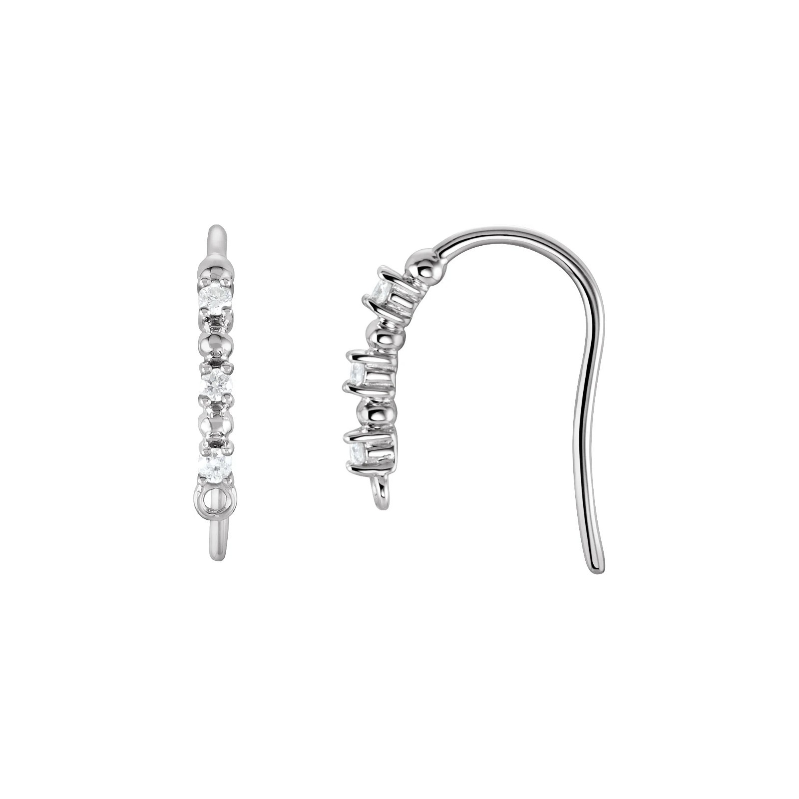 14K  Solid Gold French Wire Earring Top .04 CTW Natural Diamond