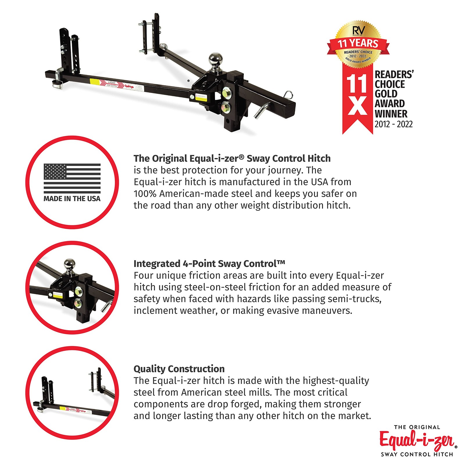 Equal-i-Zer 4-Point Sway Control Hitch Kit for 12,000 lbs Bumper-Pull Trailers