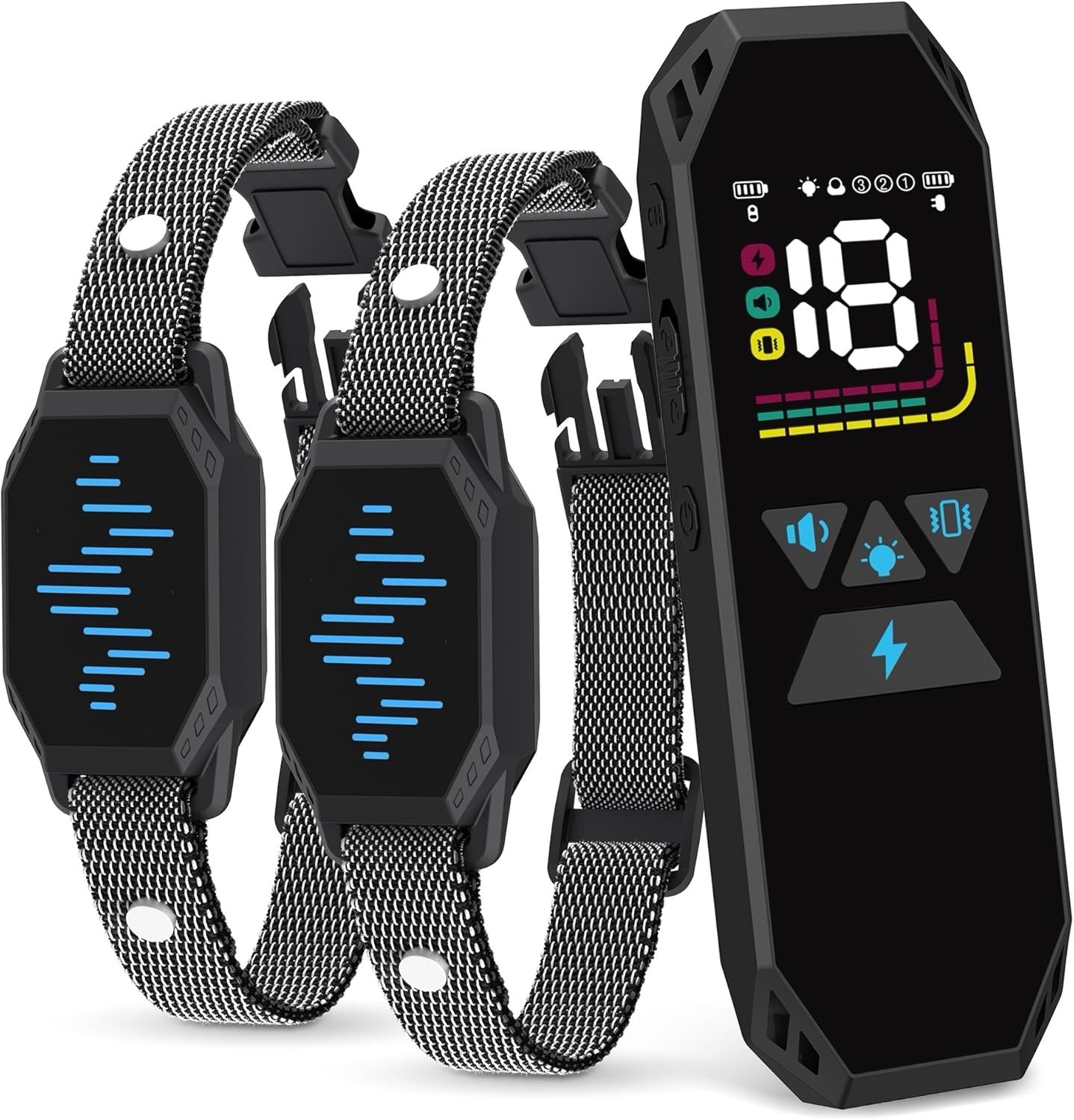 MEGWR X1 Dog Training Collar w/ Remote, 2 Receivers, Vibration, Black