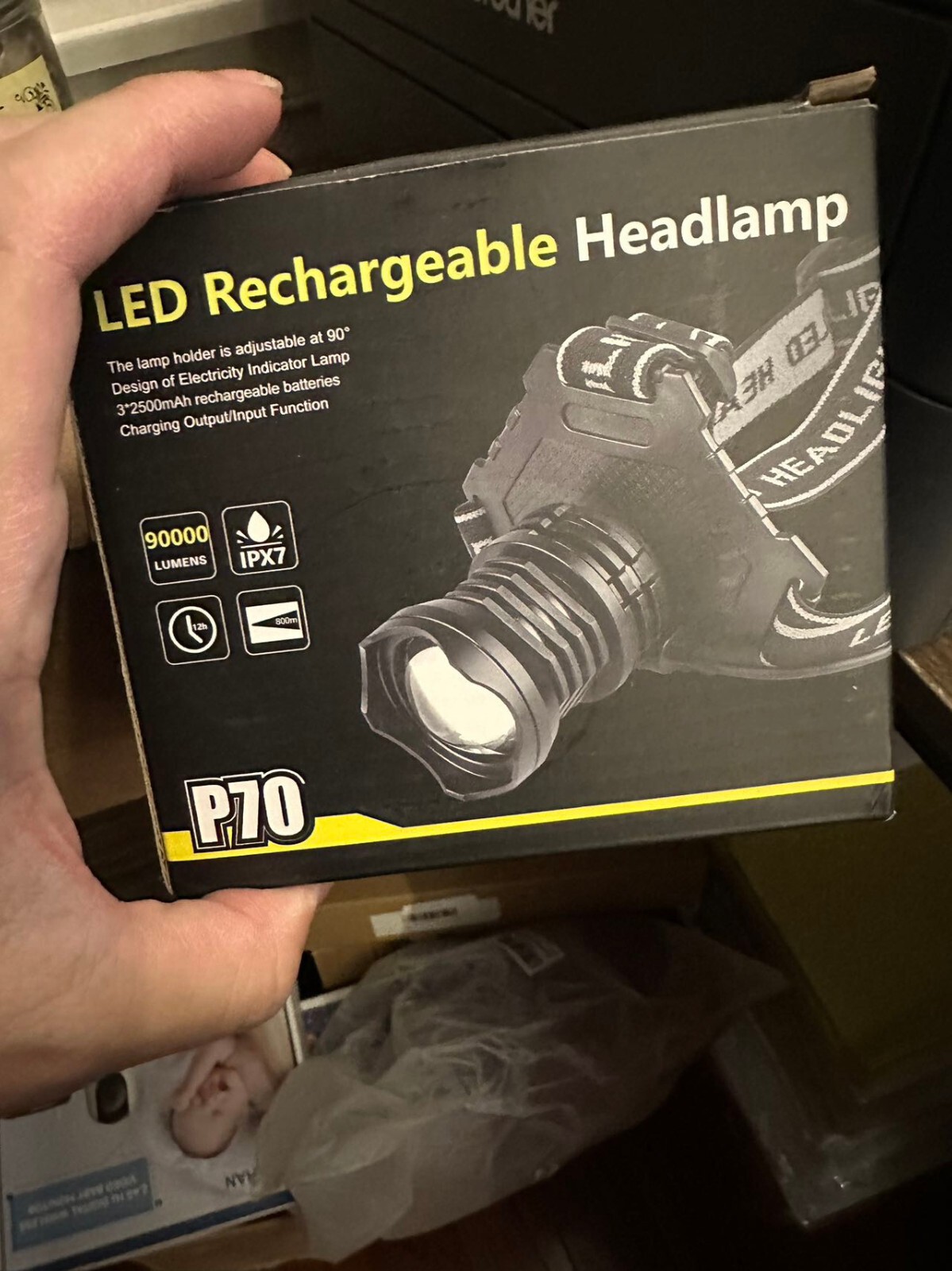 Rechargeable LED Headlamp 100000 Lumen, Super Bright Head Lamp Flashlight US