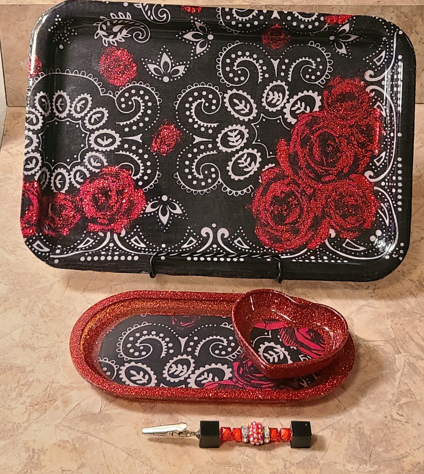 custom rolling tray set