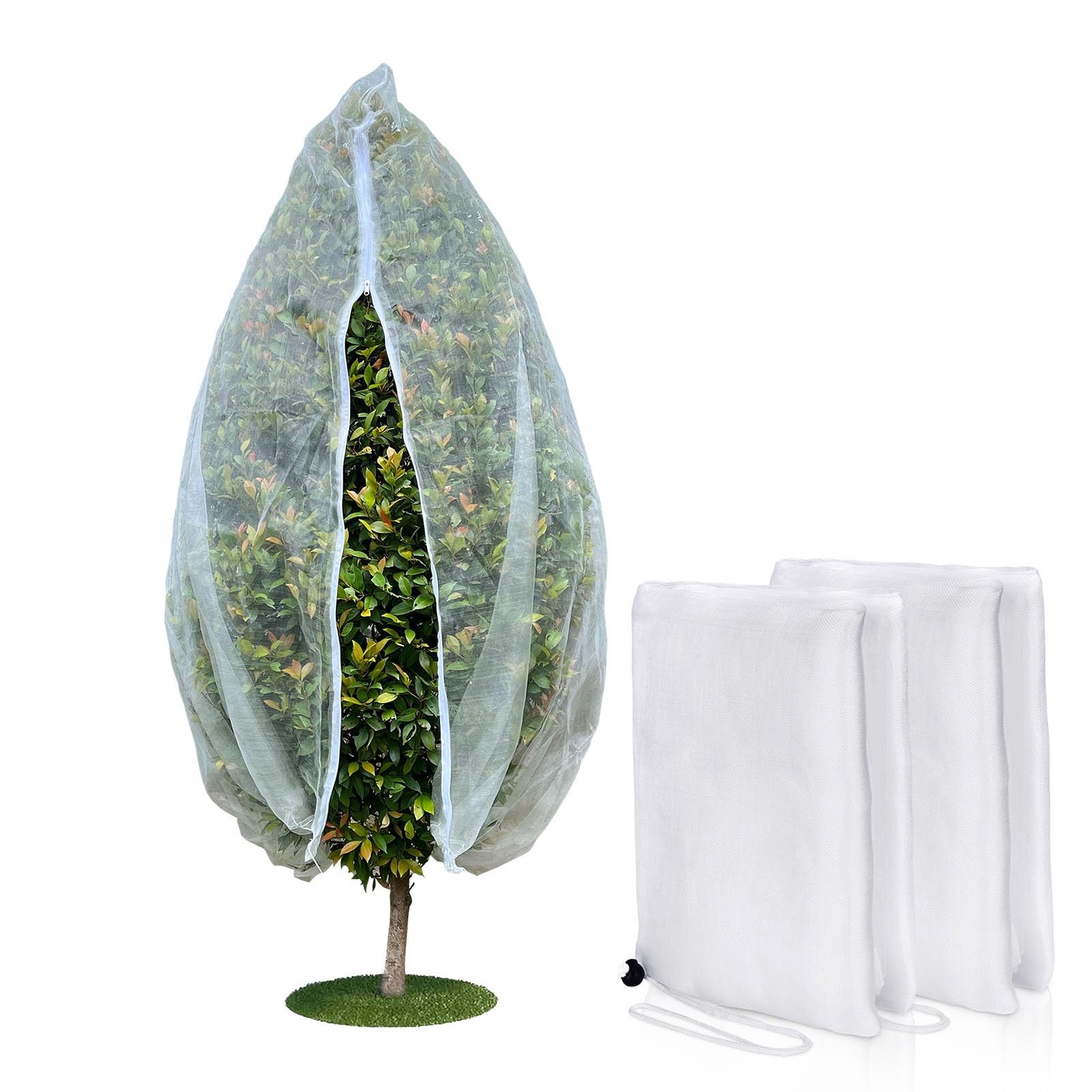 Homoda Fruit Tree Netting Cover with Zipper & 4 x 4 ft(2 Packs), White