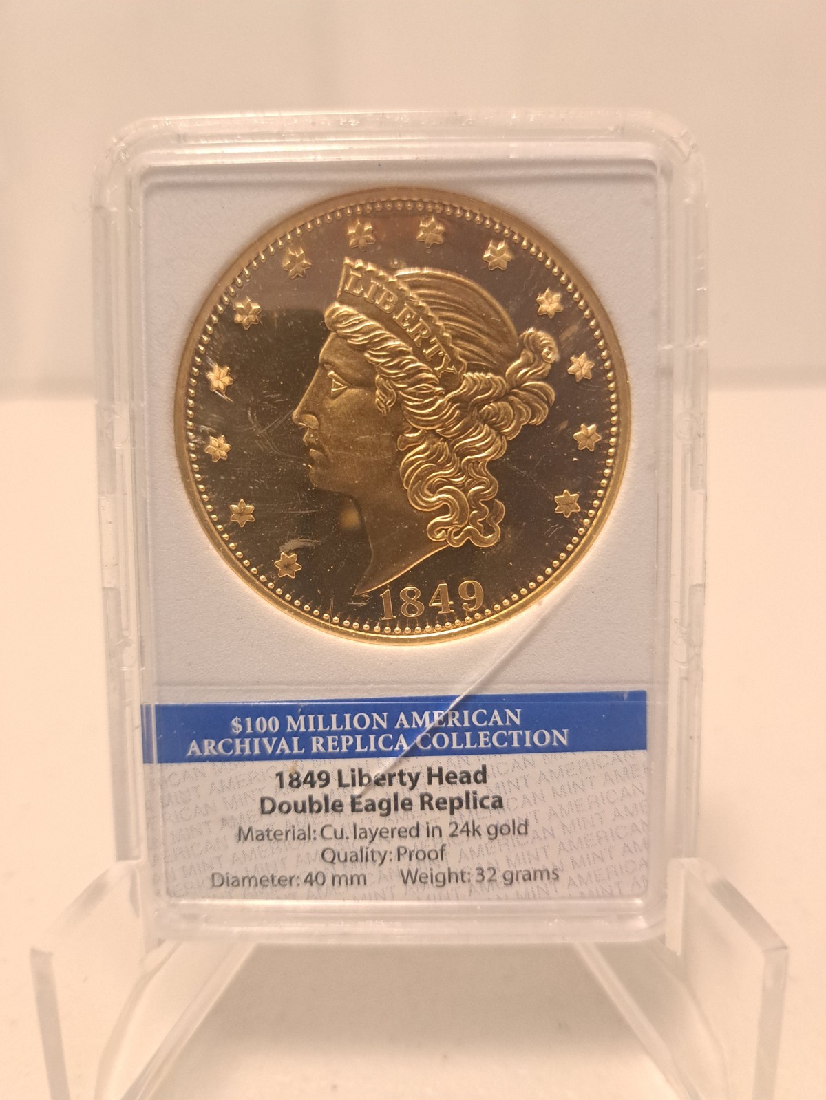 1849 Liberty Head Proof $20 Gold Double Eagle Copy | American Mint