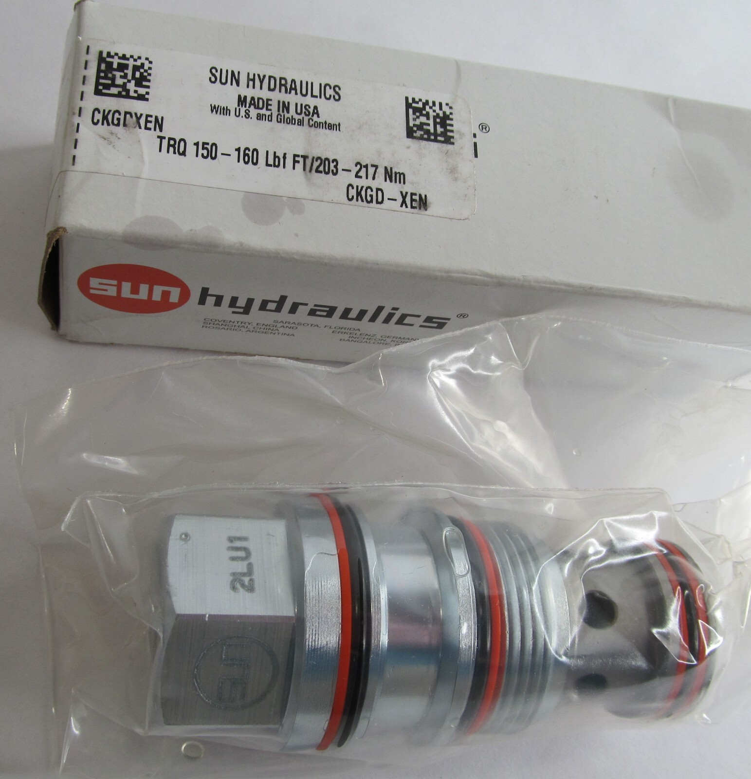 NEW SUN HYDRAULICS TRQ 150-160 LBF FT/203-217 Nm CKGDXEN CHECK VALVE CARTRIDGE