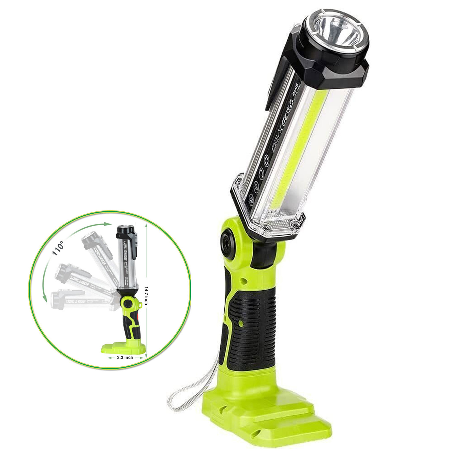 Cordless LED Work Light Spotlight Flashlight Jobsite Light for Ryobi 18V Battery