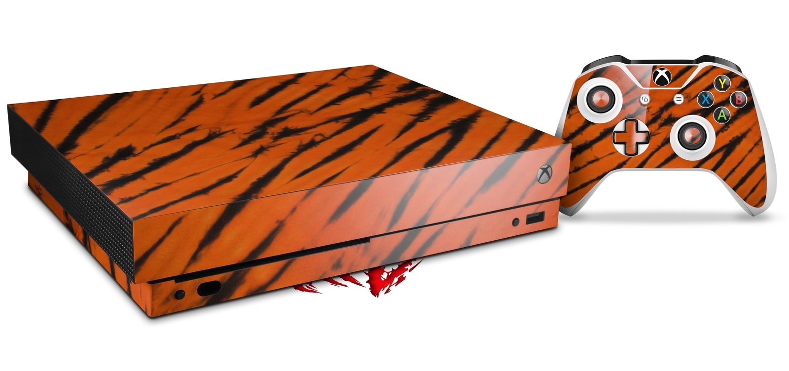 Skin for XBOX One X Console Controller Tie Dye Bengal Belly Stripes Decal
