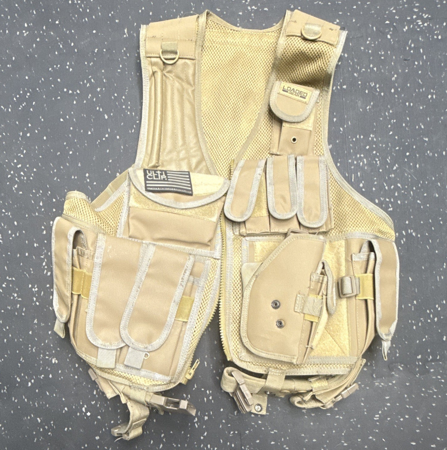 Loaded Gear Tan Adjustable Tactical Vest, One Size, Polyester outdoor air soft
