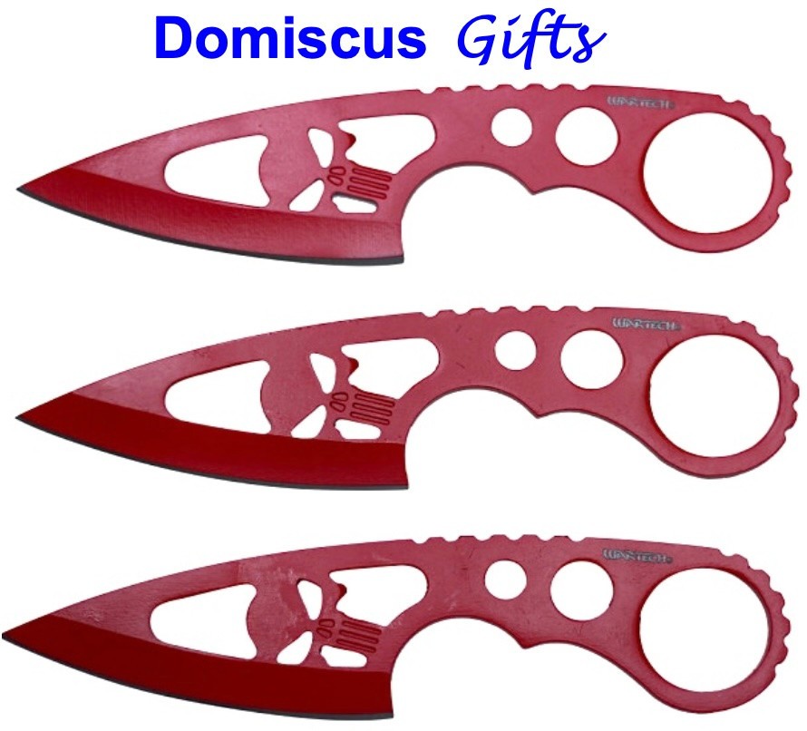 6" NEW! WarTech Red Punisher Skulls THROWING KNIVES Throw Knife Blade 3 Pc Set