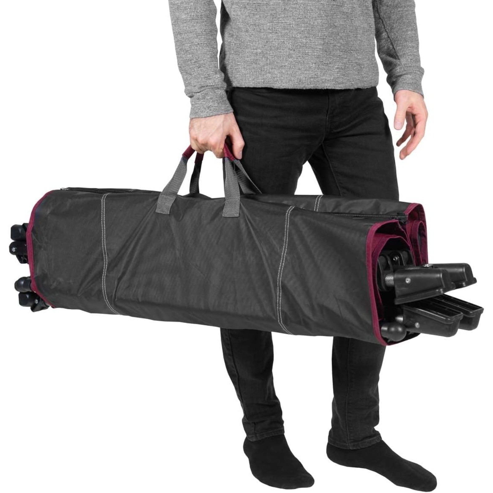 Foldable metal hammock with retractable canopy and side pockets for outdoor use