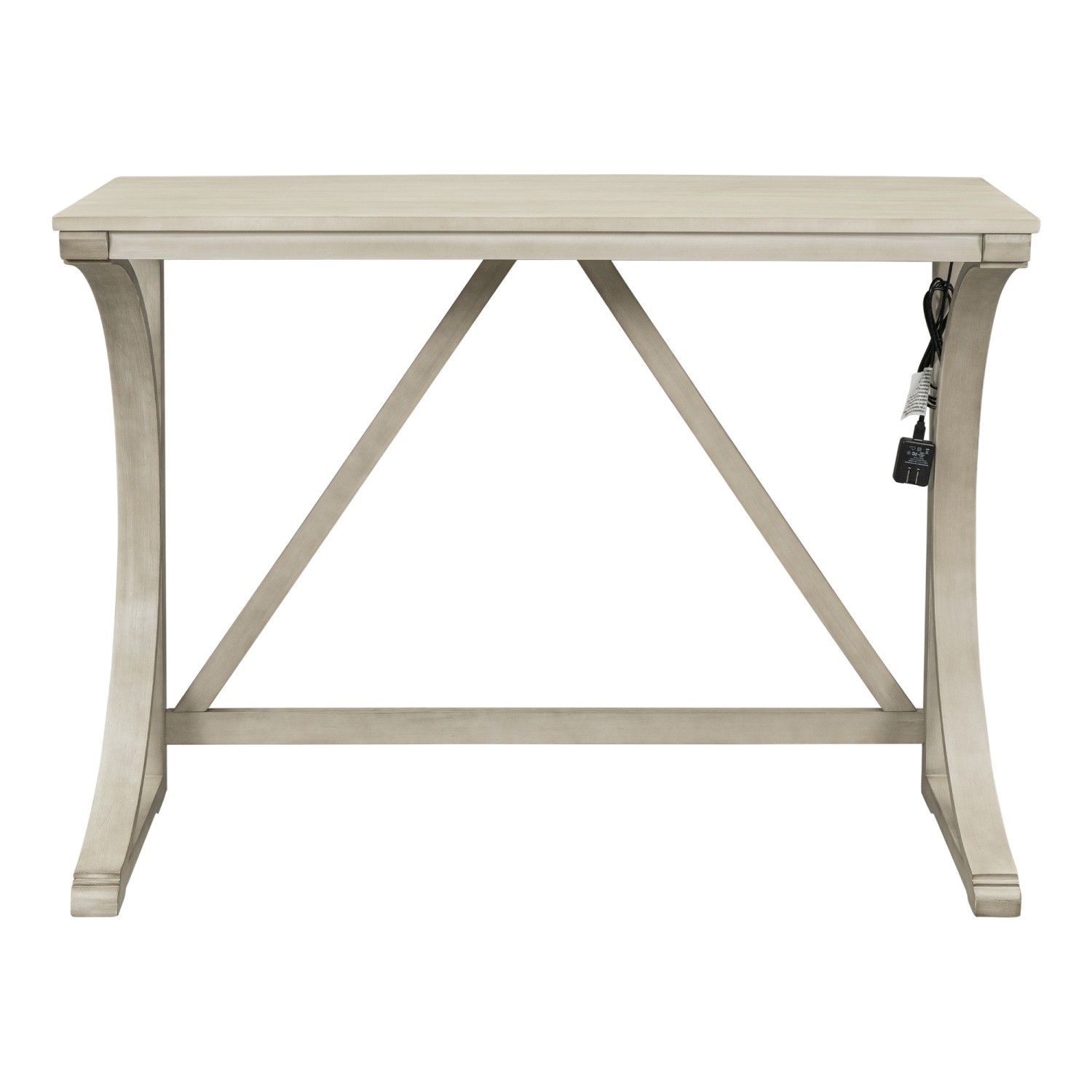 Rustic 3 Piece Counter Height Table Set Small Spaces w/ 2 Bar Stools & USB Port