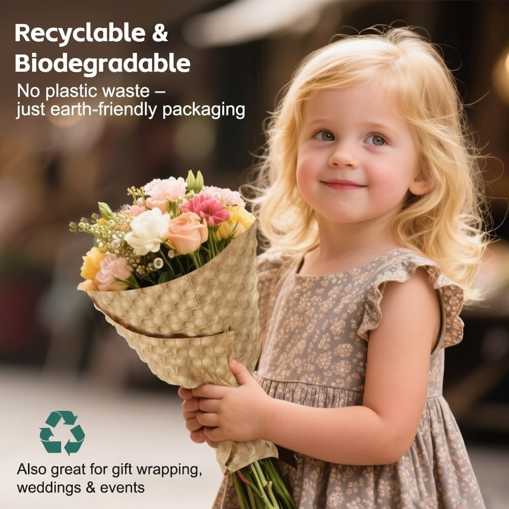 Bubble Wrap Paper Sheets for Packing 15x12 Inch Reusable Biodegradable
