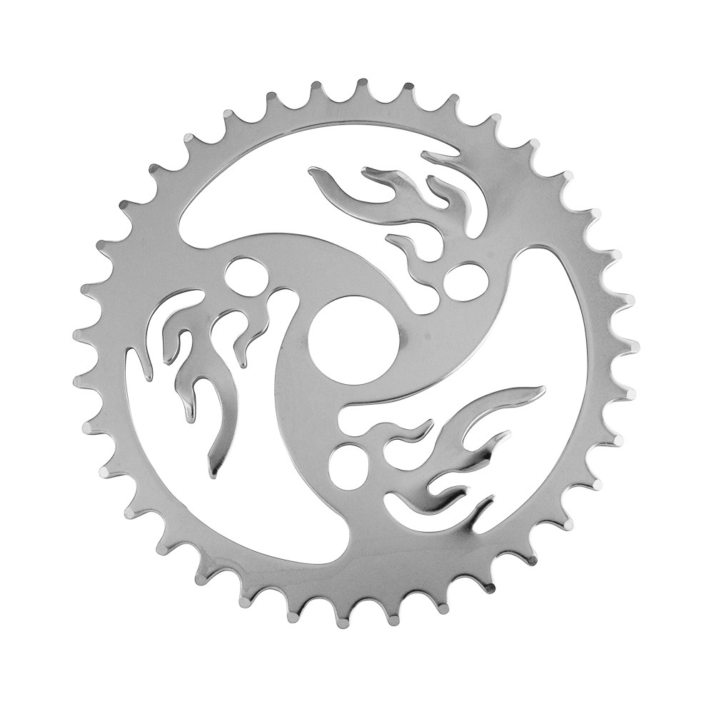 OG LOWRIDER STEEL 36T FIRE CHAINRING 1/2 X 1/8 FOR 1PC CRANK CHROME
