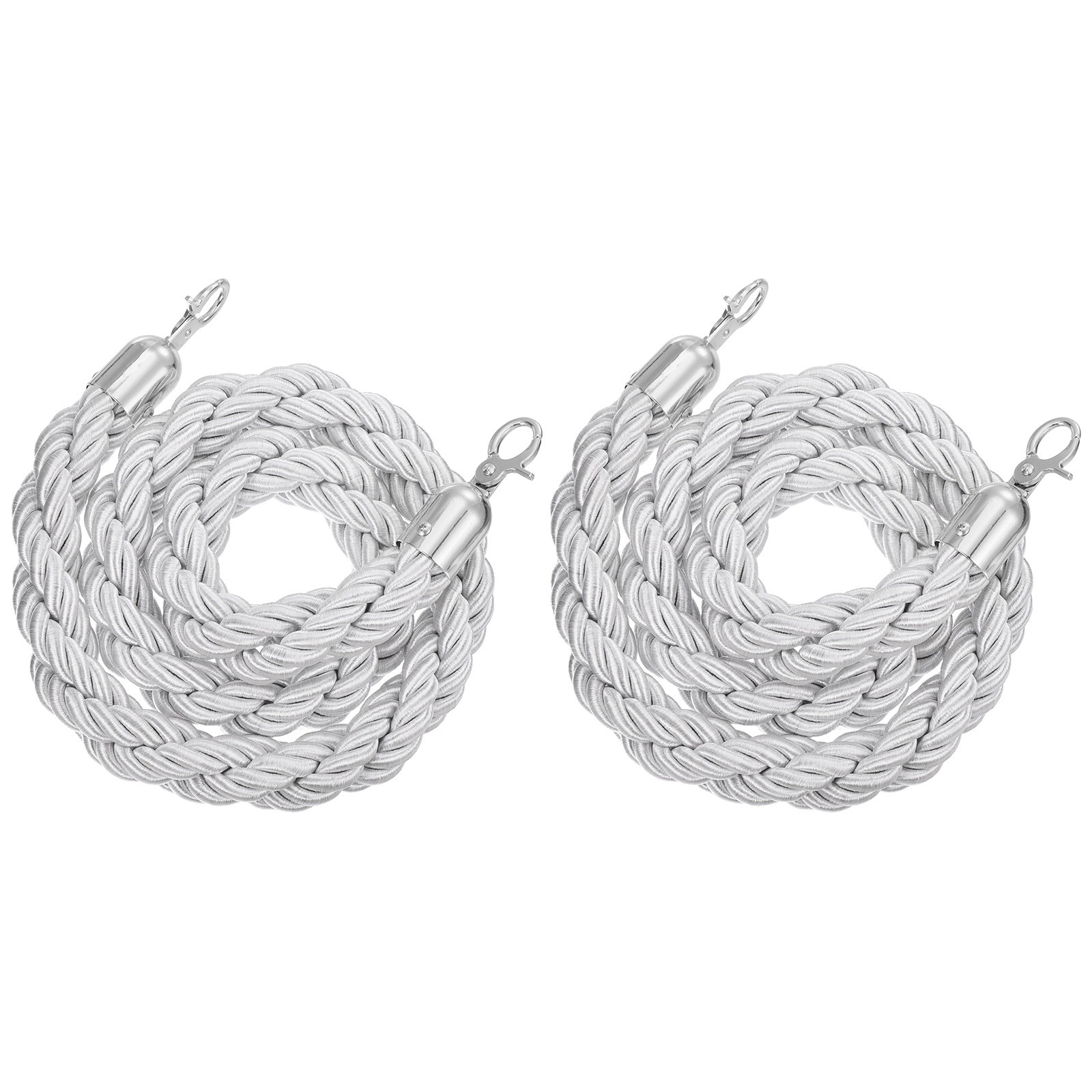 Velvet Stanchion Ropes with Silver Buckle, (3.9Ft X1.1 Inch, White) (2Pcs)