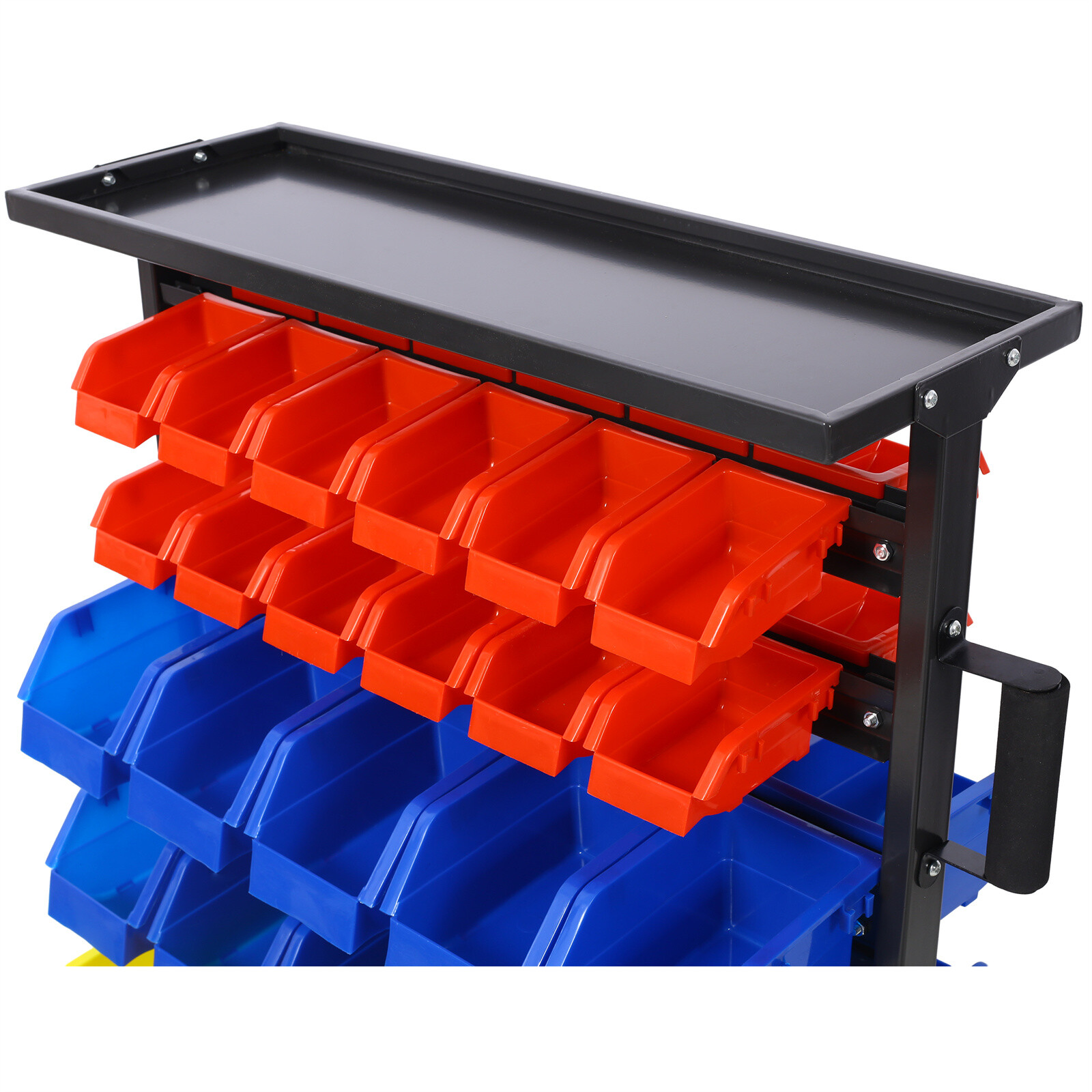 6-Tier Dual-Sided Rolling Bin Rack 350lbs Capacity Includes 60pcs Organizer Bins