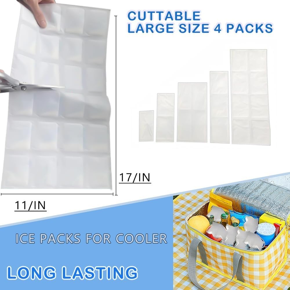 Ice Sheets for Coolers Reusable - Ice Pack Sheets - Ice Mat with Flexible 96 Ice