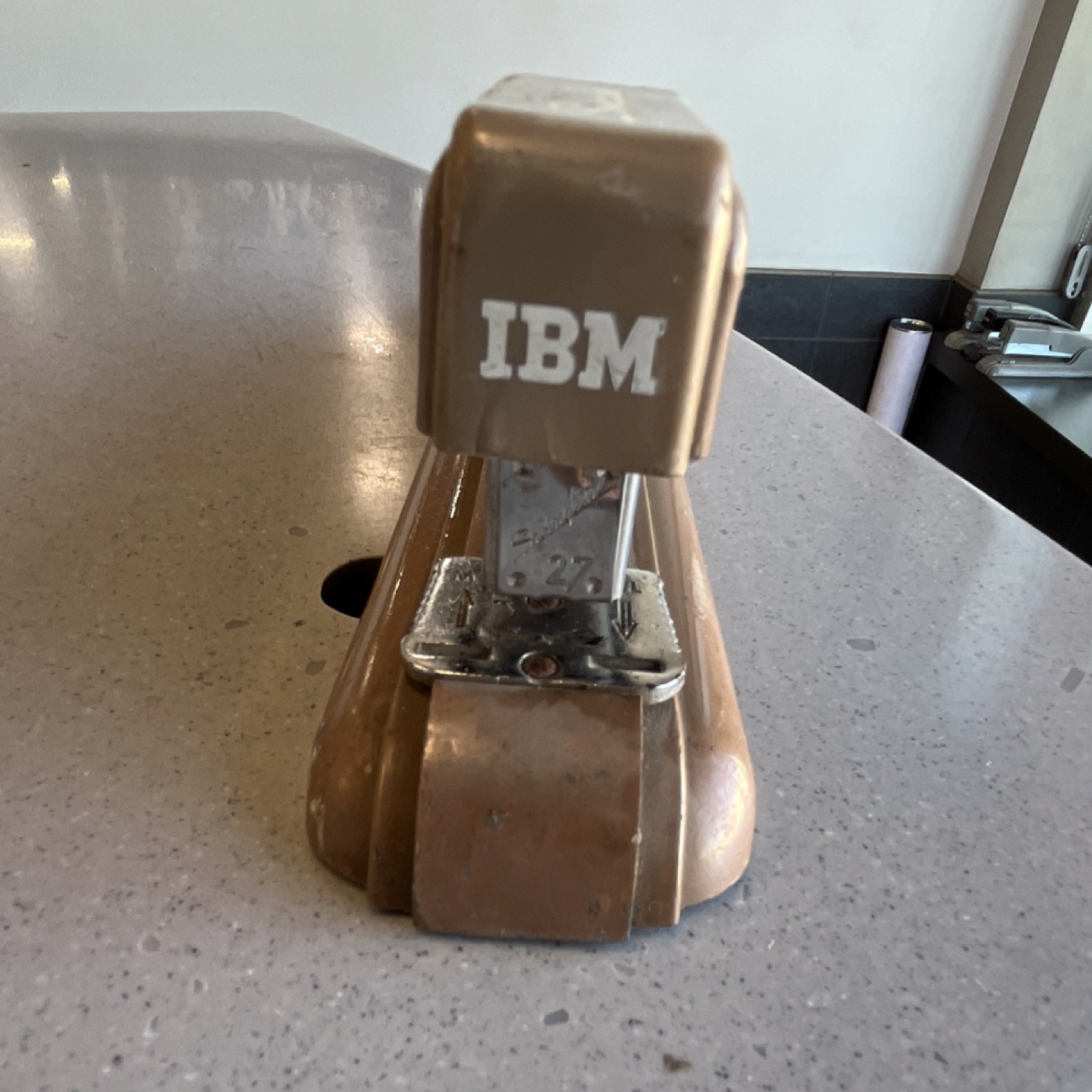 IBM Swingline Model 27 Standard Stapler, Brown Metal Desk Stapler