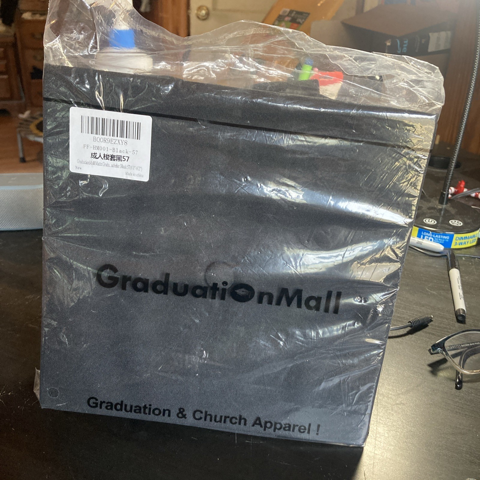 Matte Black Graduation Cap And Gown Extra Long New Open Package