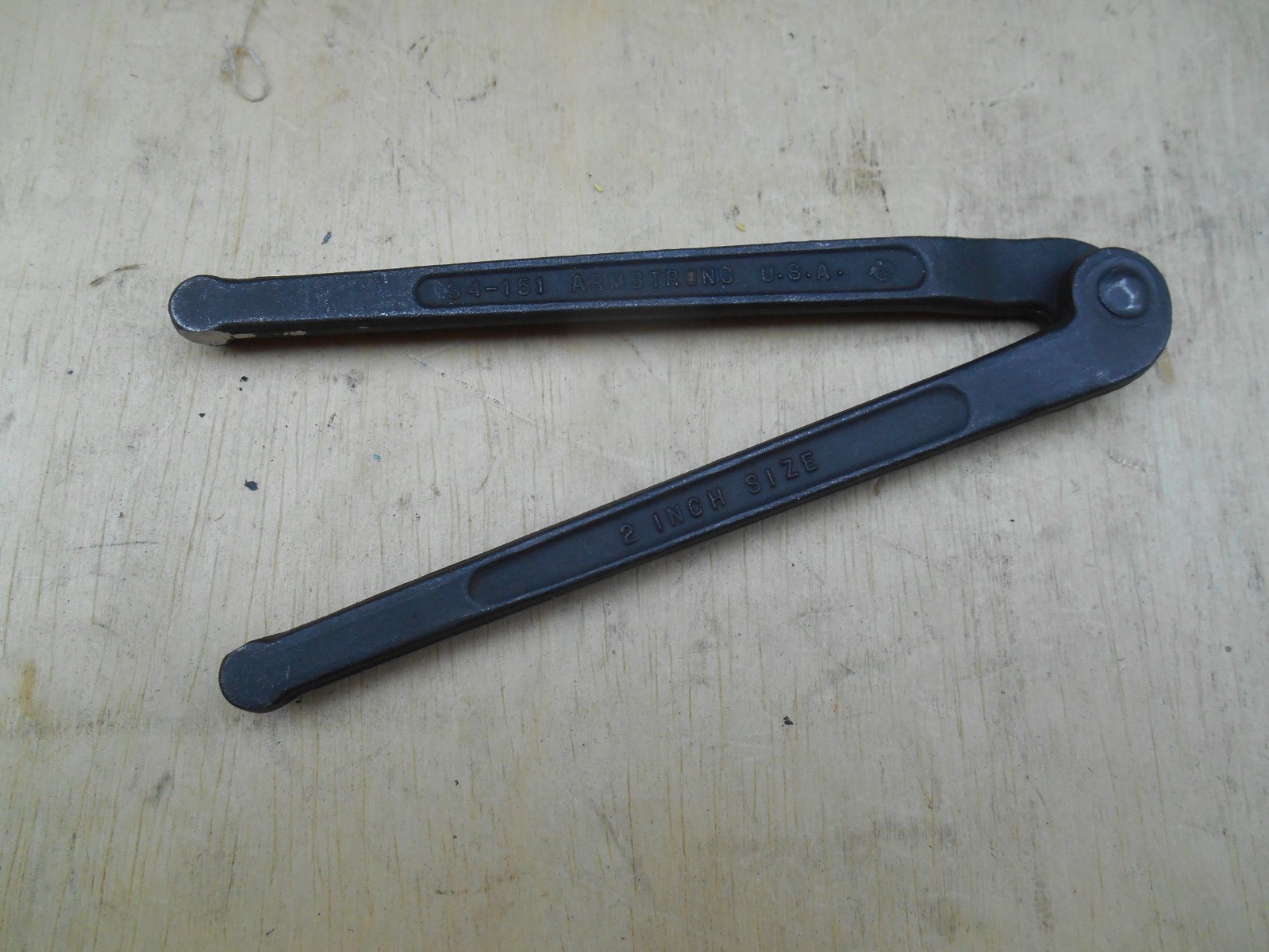 ARMSTRONG TOOLS 34-151 Adjustable Face Spanner Wrench Type, 2" Capacity, 6-3/8"