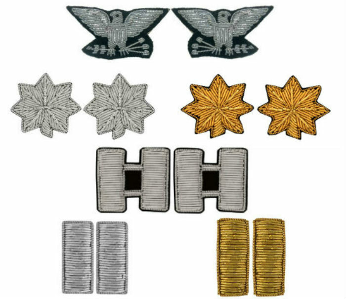 USA AIR FORCE BULLION RANKS INSIGNIA'S FOR BLUE & WHITE MESS UNIFORMS - CP MADE