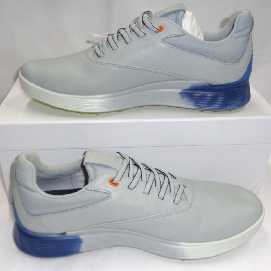 NEW MENS ECCO S-Three GORE-TEX Golf Shoes, Size 7-7.5 (EU 41), CONCRETE/BLUE