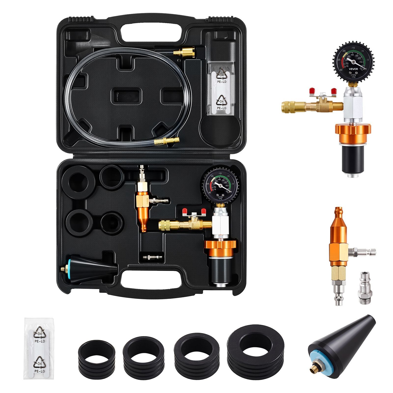 Radiator Vacuum Refill Kit Coolant Filling Tool with Gauge Cooling System Tool