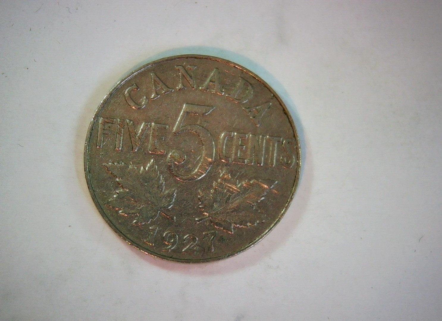 Canada 1927 5 Cents George V 5 Cents (Large 5, Maple Leaves) Coin