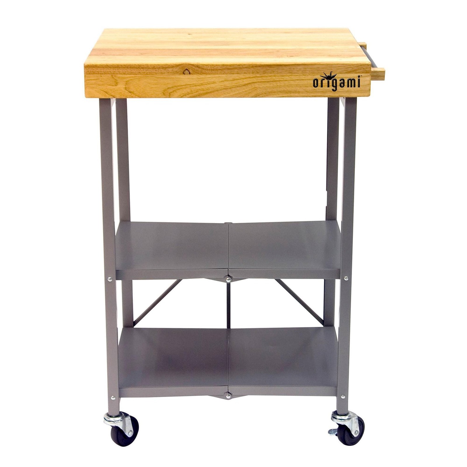 Origami Foldable Kitchen Island Cart, Rolling Storage Table Organizer with Wh...