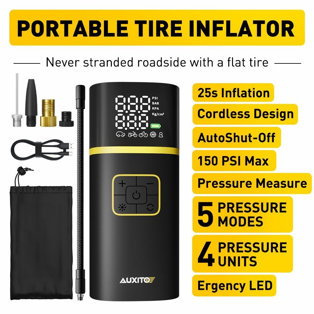 150 PSI Air Compressor Tire Inflator Fits Car Moto Bike Tires Air Pump Portable