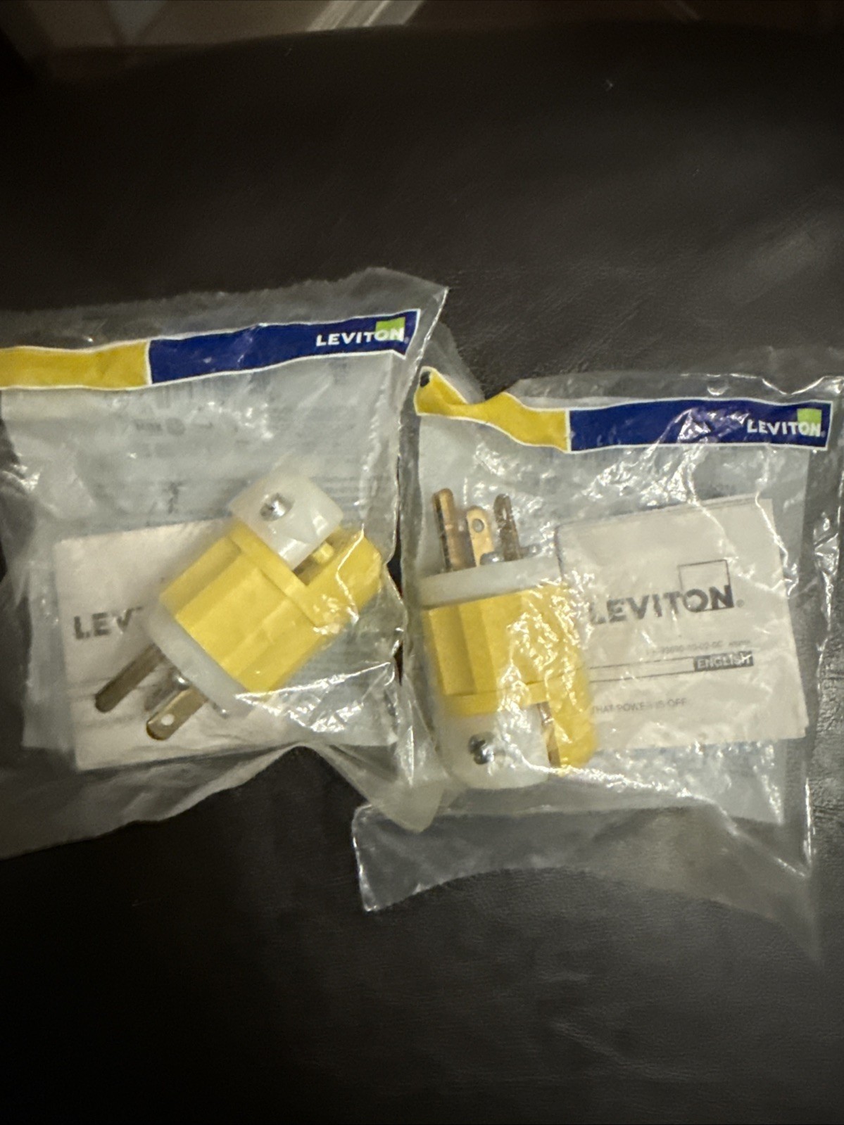 Leviton 162-5366-CY NEMA 5-20P, 20A -125V, Straight Blade Industrial Grade 2pk