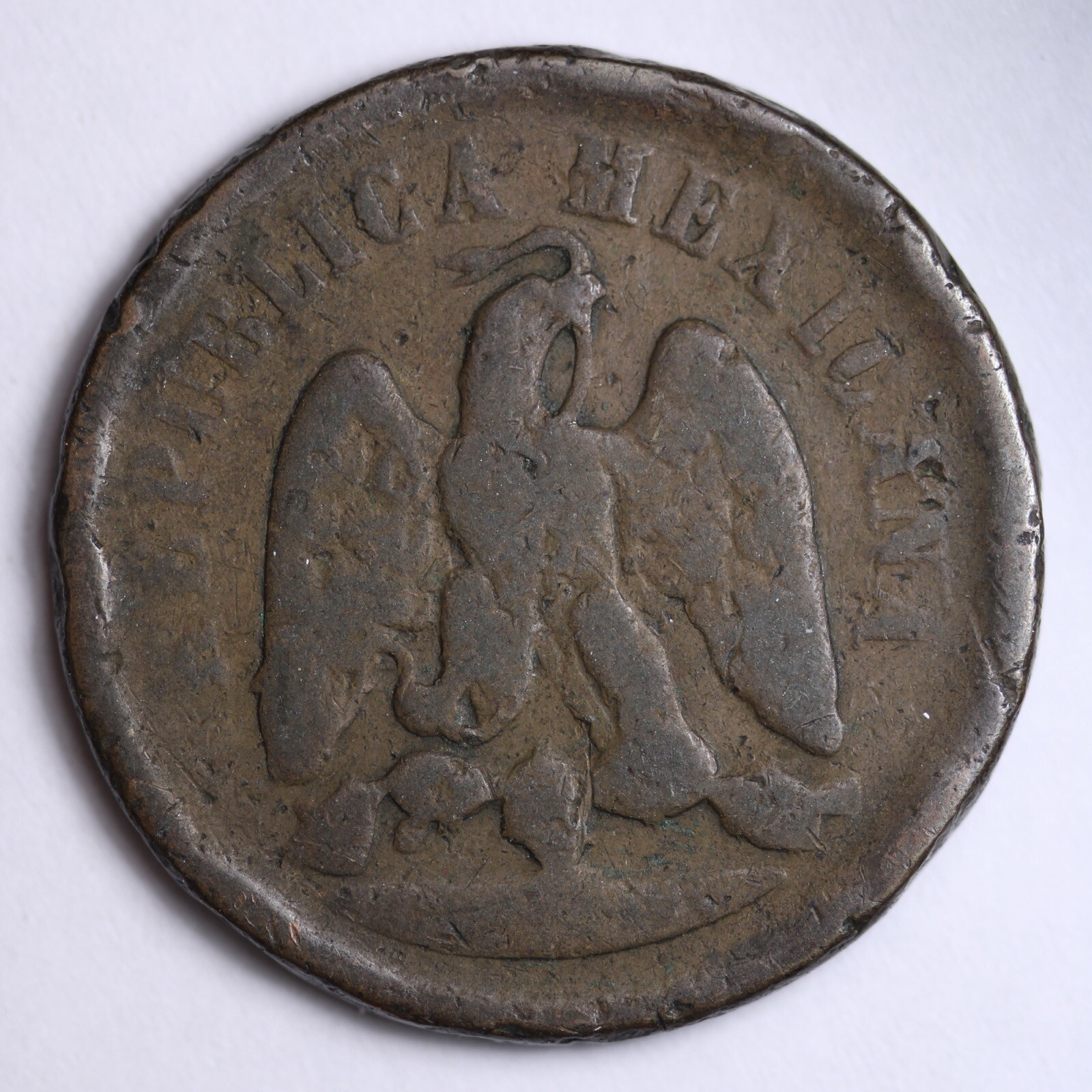1887 Mexico Un Centavo Republica Mexicana OLD RARE MEXICAN COIN E216 JD