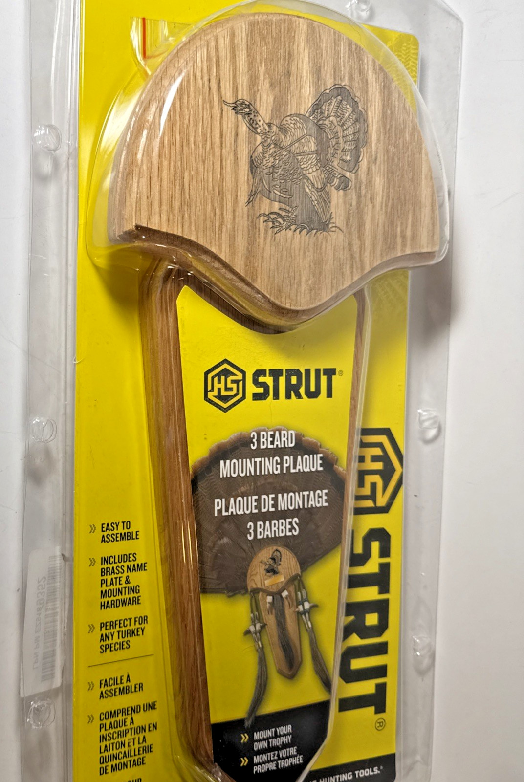 Easy to Assemble Trophy Mount H.S. Strut Three Beard Mounting Plaque with Natura