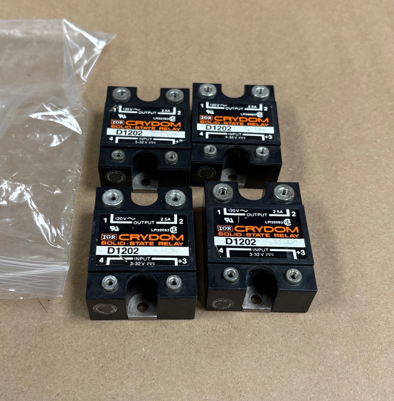 CRYDOM D1202 SOLID STATE RELAYS INPUT 3-32V LOT OF 4
