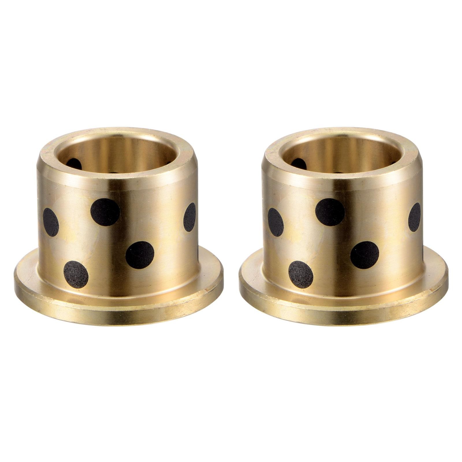 Flanged Sleeve Bearings 16mm x 22mm x 20mm Wrapped Oilless Bushings Brass 2pcs