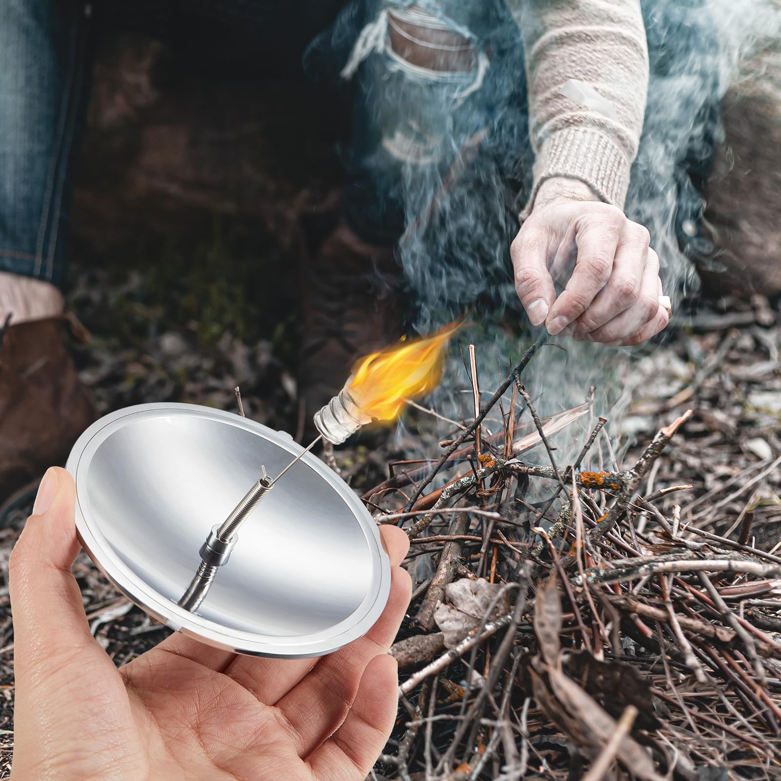 2 Pcs Solar Fire Starter Solar Spark Lighter Camping Survival Tool Windproof ...