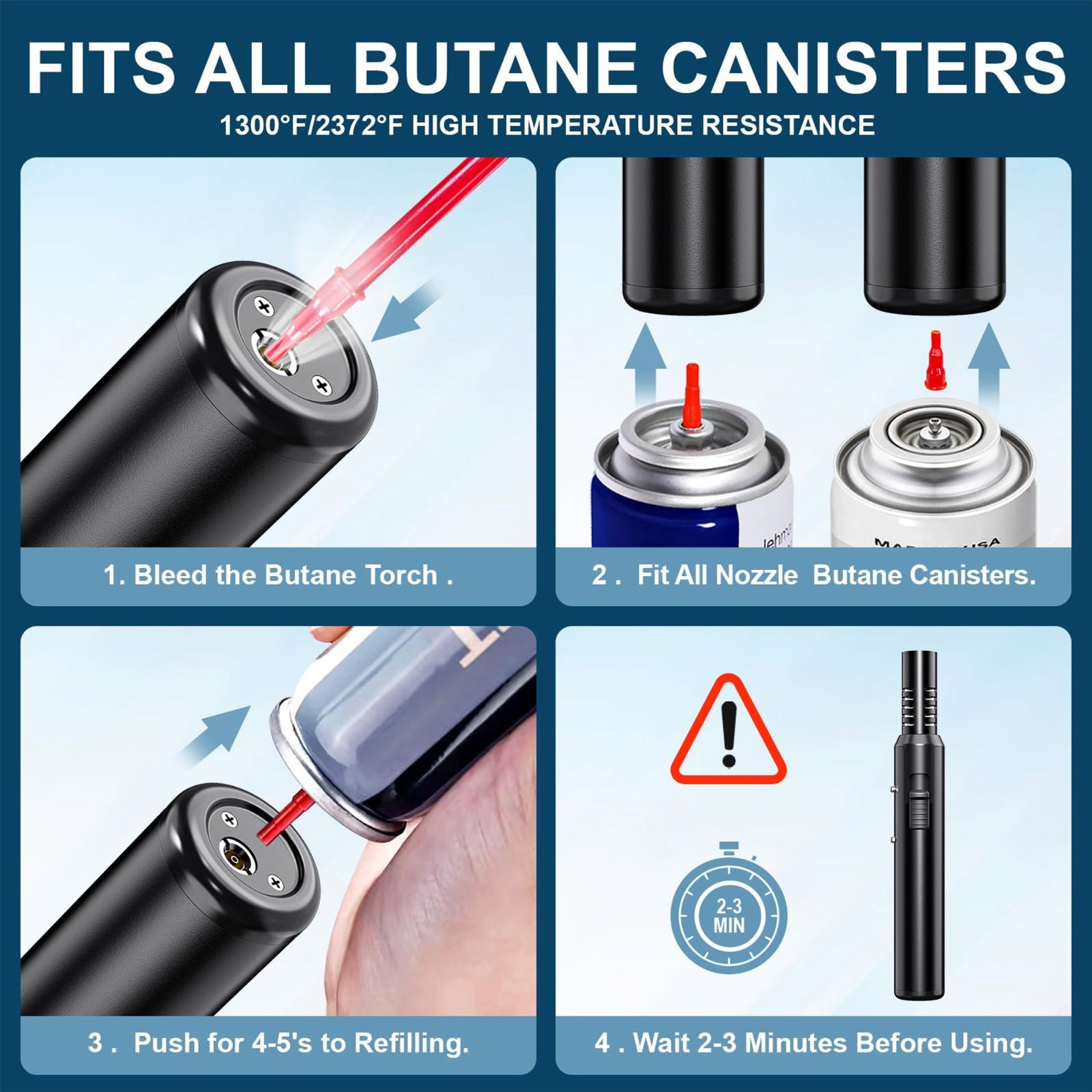8.1''Red Flame Torch Lighter Butane Refillable Adjustable for Candle BBQ outdoor