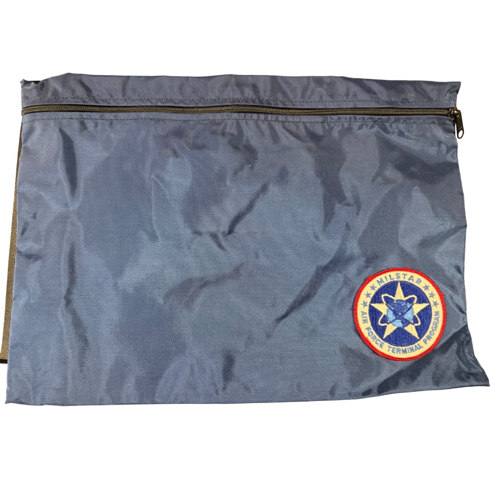 Raytheon Milstar Air Force Terminal Program Navy Blue Nylon Zipper Pouch Bag
