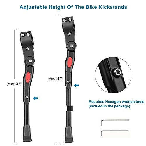 Adjustable Bicycle Kickstand, Bike Side Support Kick Stand for 22 Black-2 pack