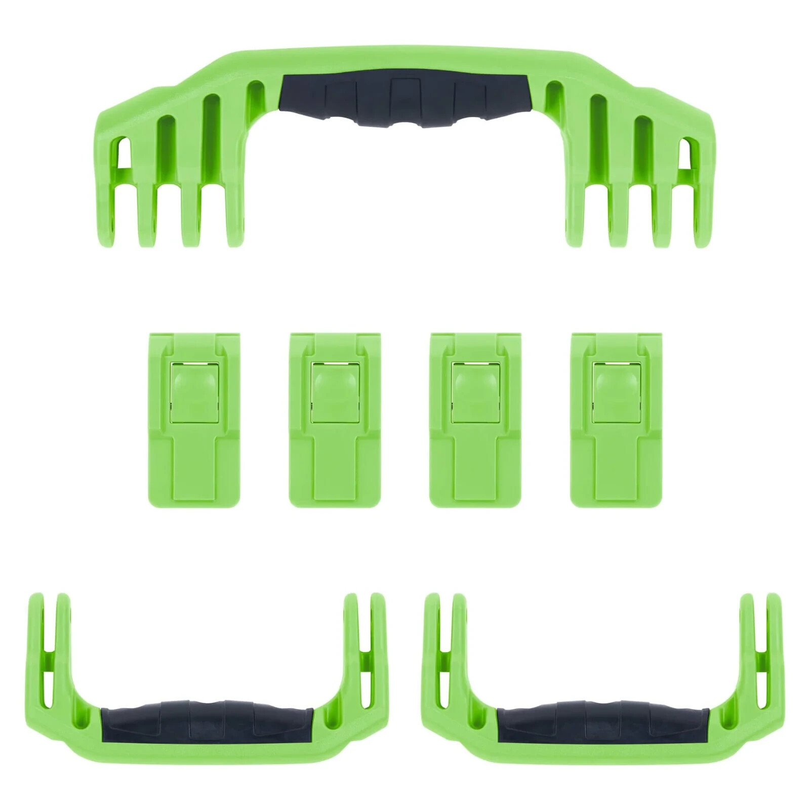 Lime Green Pelican 1620 push button latches & handles set.