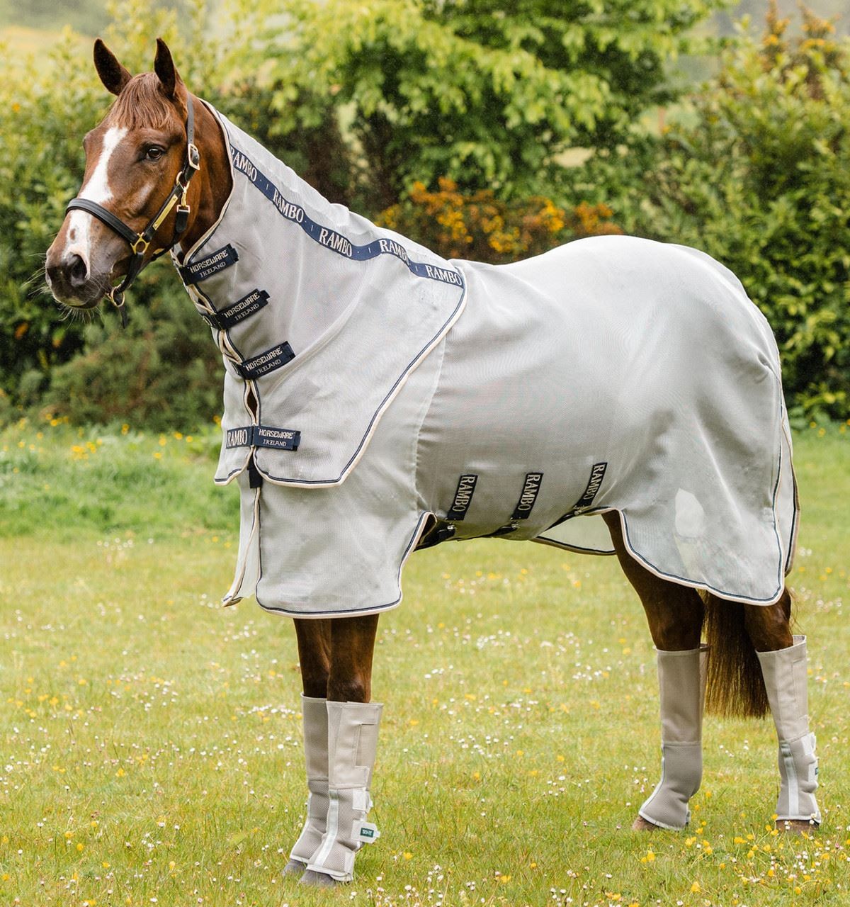 Rambo Protector Plus Fly Sheet with Neck - Silver/Navy