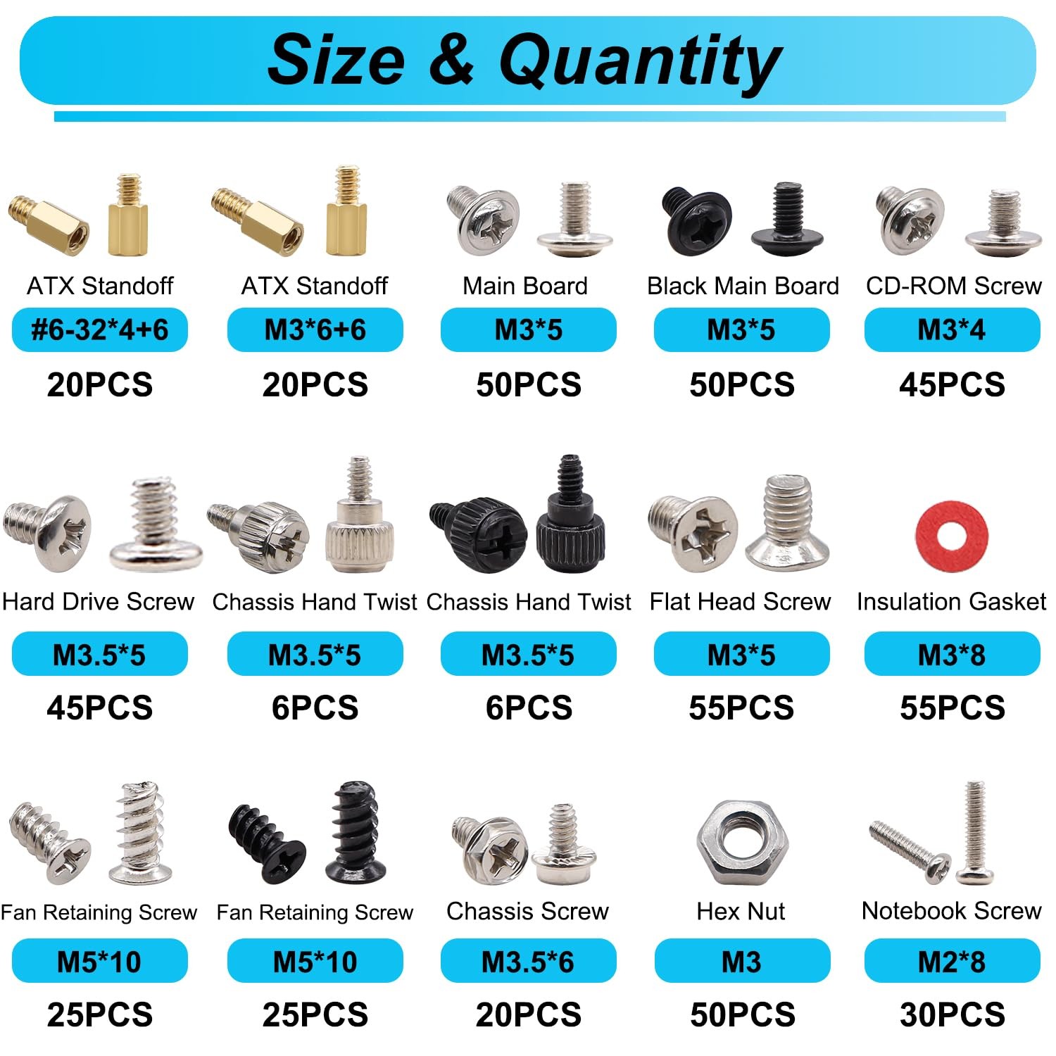 502PCS Computer Screws Assortment Kit, Motherboard Standoffs PC...