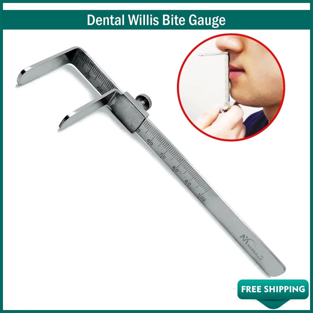 Dental Orthodontic Caliper Gauge – Stainless Steel Willis Bite Gauge 0–100 mm