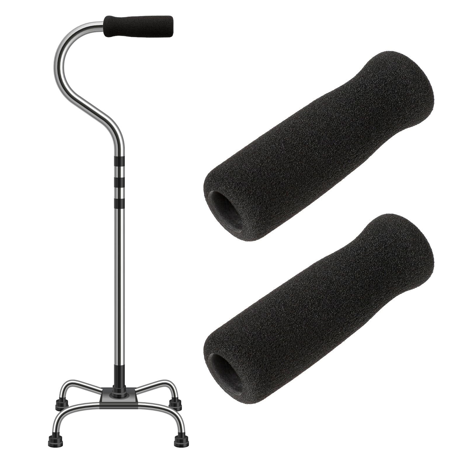 Cane Handle Grip Replacement, 2 PCS Walking Stick Grips 2pcs 0.78in, Black