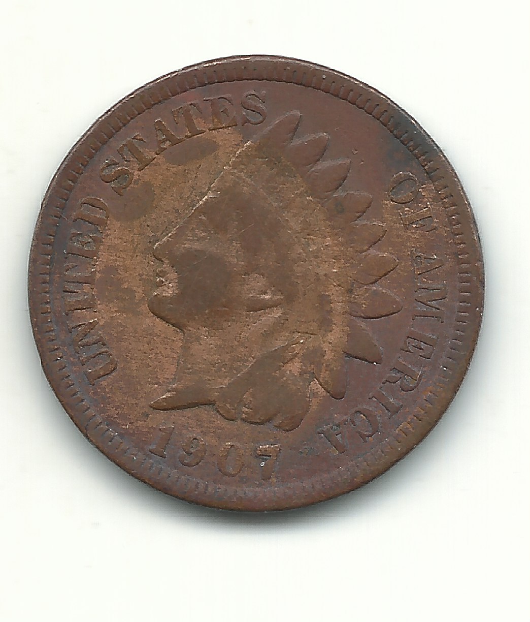A FINE DETAILS 1907 INDIAN HEAD CENT-OLD US COIN-MAR254
