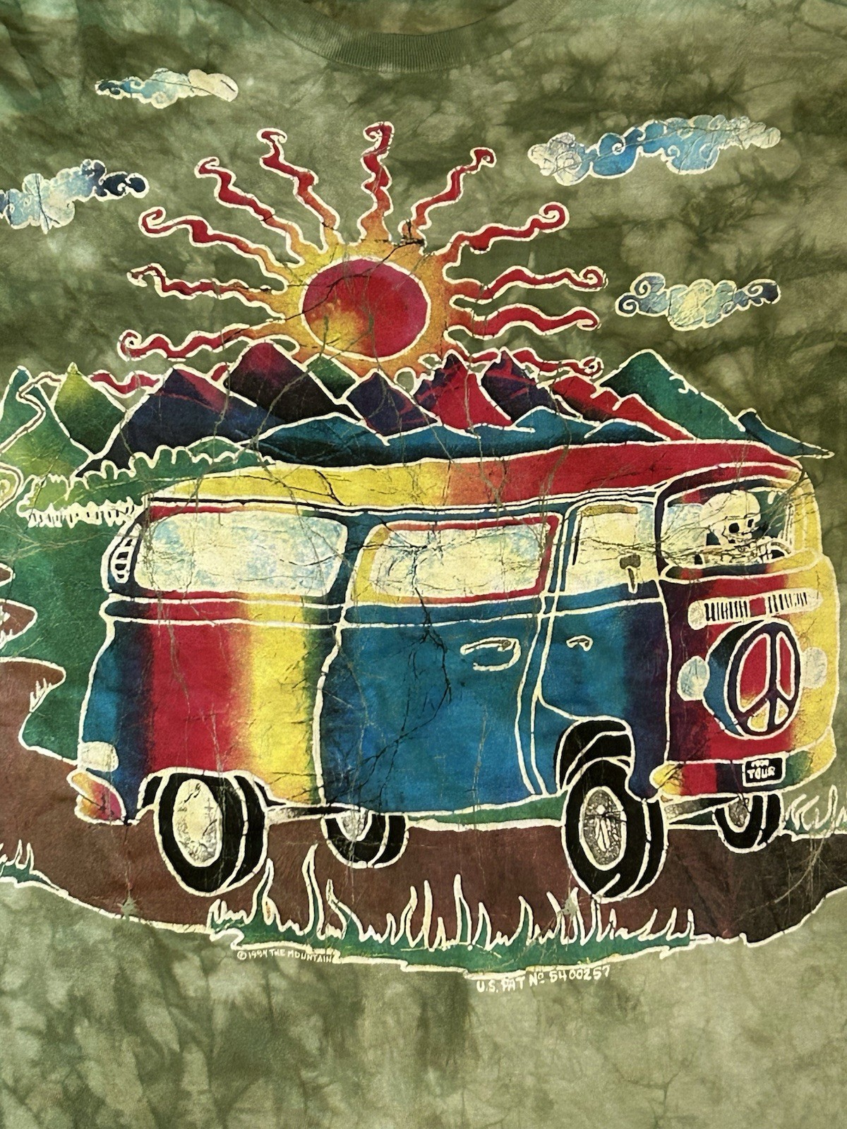 THE MOUNTAIN GRATEFUL DEAD VW 1994 TOUR BUS BATIK & TIE DYE Green 5XL New